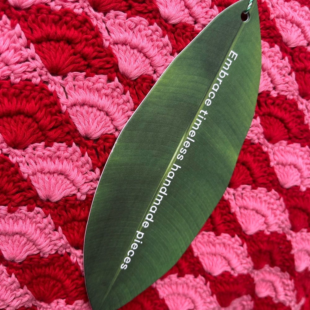 FARM Rio 🍃 HTF ✨ Fan Stitch Belted Crochet Cardigan, Red + Pink, Size Large, NEW - Picture 10 of 14